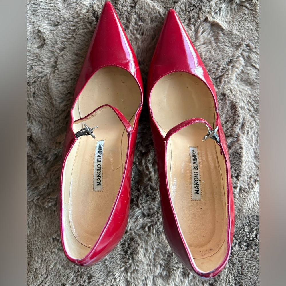Manolo Blahnik Red Patent Leather Heels